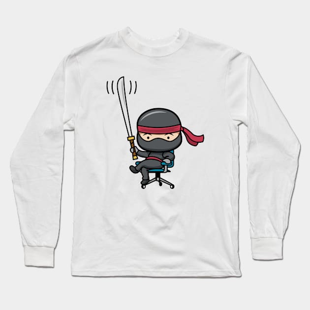 Sitting Ninja Long Sleeve T-Shirt by LostCactus